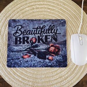 Beautifully Broken Mouse Pad - Black and Red